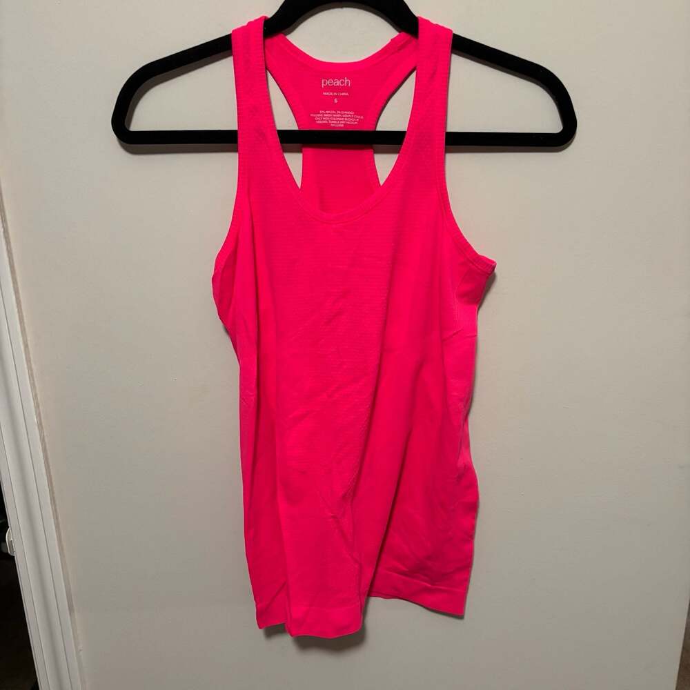 Peach Neon Pink Seamless Racerback Tank Top Size S